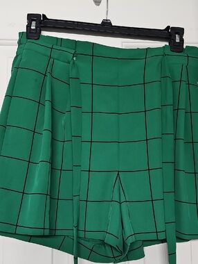 Worthington Green Windowpane Skort with Black Grid